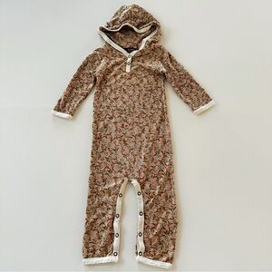 Milkbarn 6-12 Months Baby Girl Pink Floral Hooded Romper Rayon Bamboo